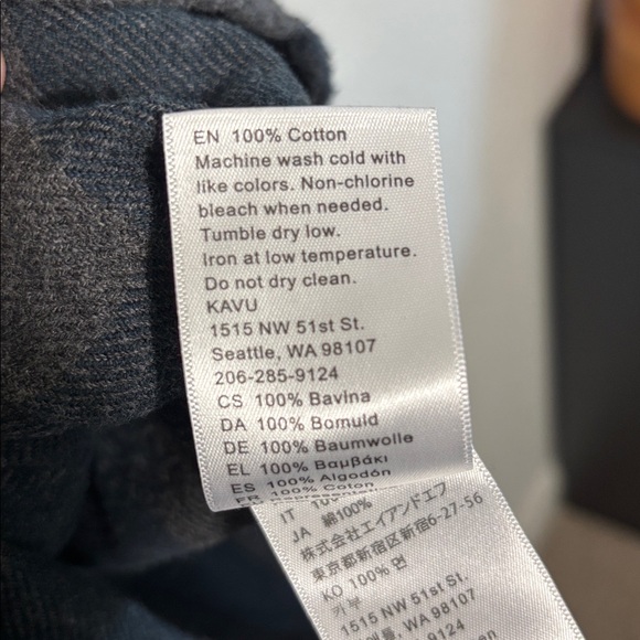 Kavu 100% Cotton Heather Brown Navy Plaid Flannel Button Down Shirt Size Small - Picture 3 of 5